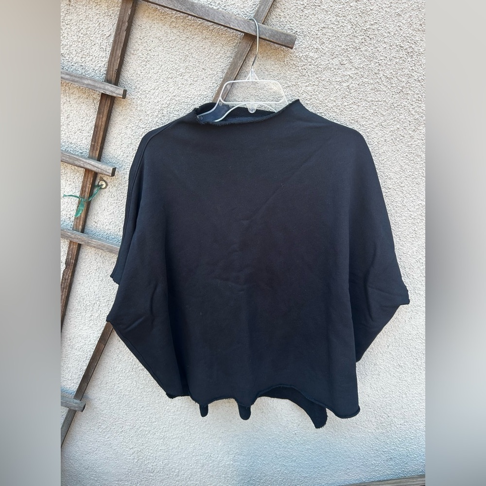 Frank & Eileen Audrey Funnel Neck Capelet Triple Fleece One Size OS Black - Picture 7 of 8